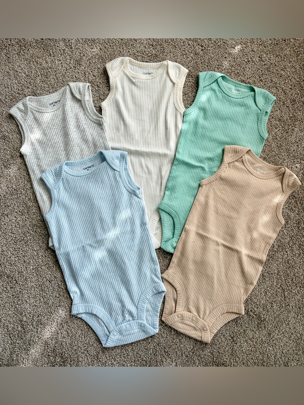 Carter's Ribbed Tank One-Piece Bodysuit - Set of Pastel Colors